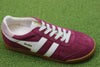 Women's Elan Sneaker - Cerise/Bone Suede/Leather Side Angle View