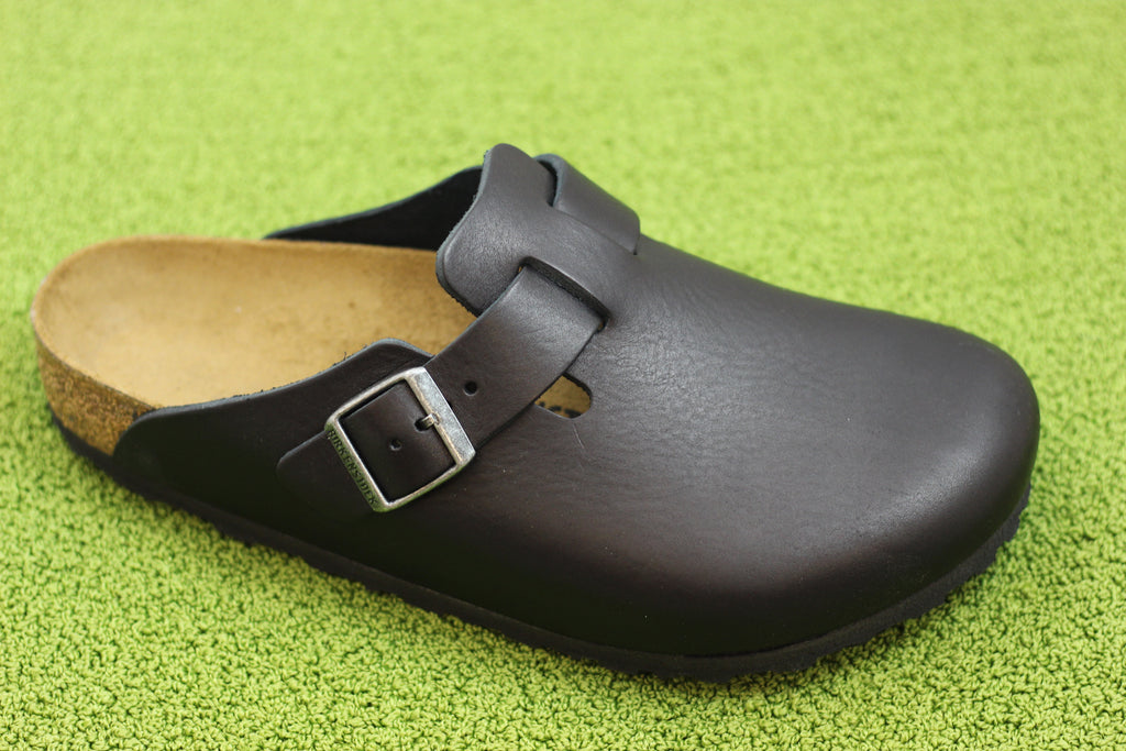 Birkenstock Unisex Boston Grip Clog - Black Leather Side Angle View