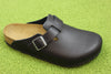 Birkenstock Unisex Boston Grip Clog - Black Leather Side Angle View