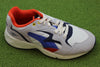 Puma Unisex Prevail TM Sneaker - Red/Blue/White Suede/Mesh Side Angle View