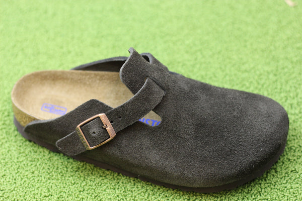 Women's Boston Clog - Mocha Suede Side Angle View