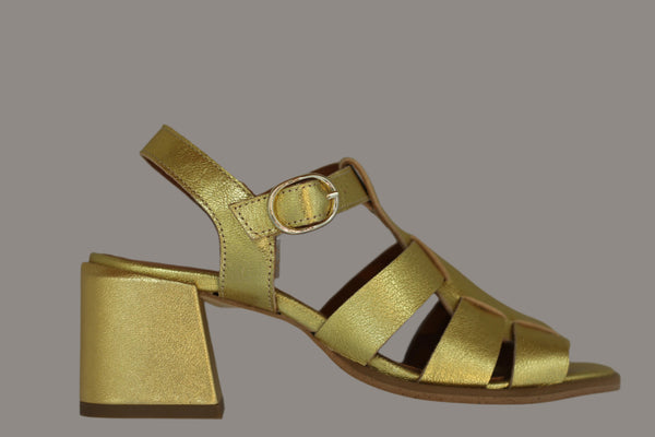 Women's Alosa Sandal - Light Gold Metallic Leather Side View