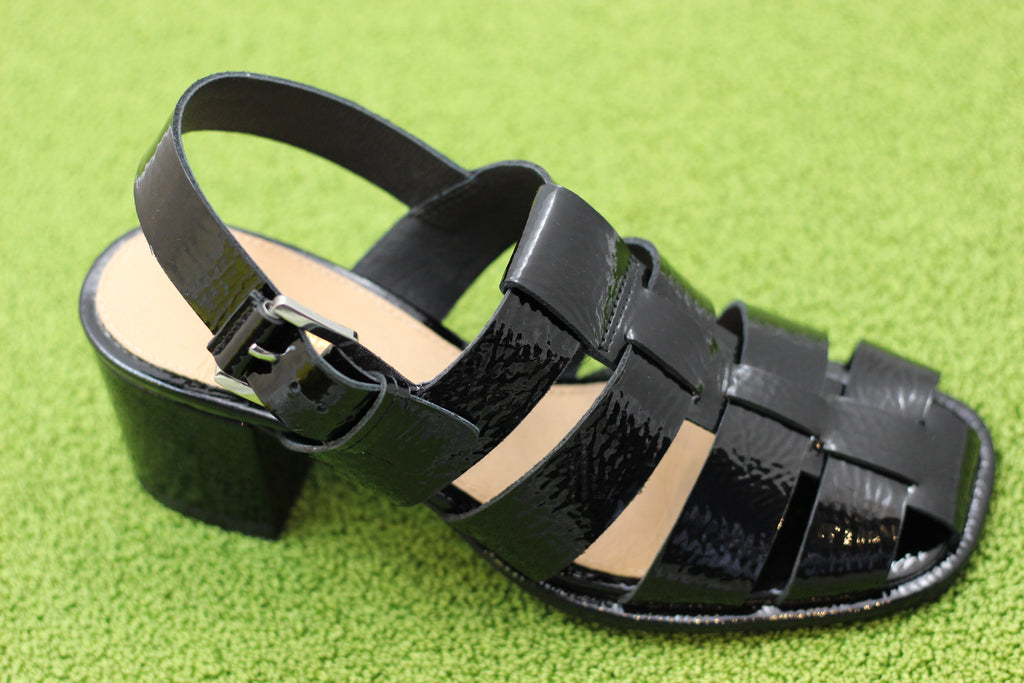 Women's July Sandal - Black Patent Leather Side Angle View