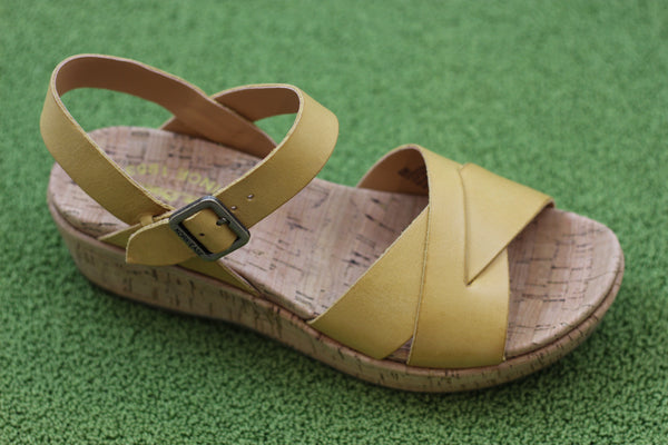 Kork Ease Women's Myrna 2.0 Sandal - Yellow Leather Side Angle View