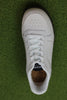 Womens Bjork Sneaker - Blanc de Blanc/Black Leather Top View