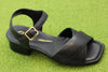 Women's Serina Cross Sandal - Black Leather Side Angle View