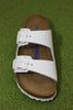 Birkenstock Women's Arizona Sandal - White Leather Top View