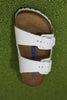 Birkenstock Women's Arizona Sandal - White Leather Top View