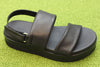 Women's Dude Wedge - Black Leather Side Angle View