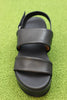 Women's Dude Wedge - Black Leather Top View