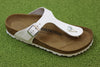 Birkenstock Women's Gizeh Sandal - White Leather Side Angle View