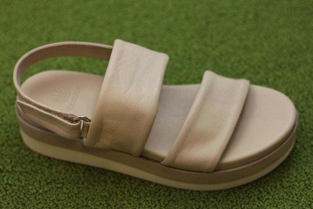 Women's Dude Wedge - Latte Leather Side Angle View
