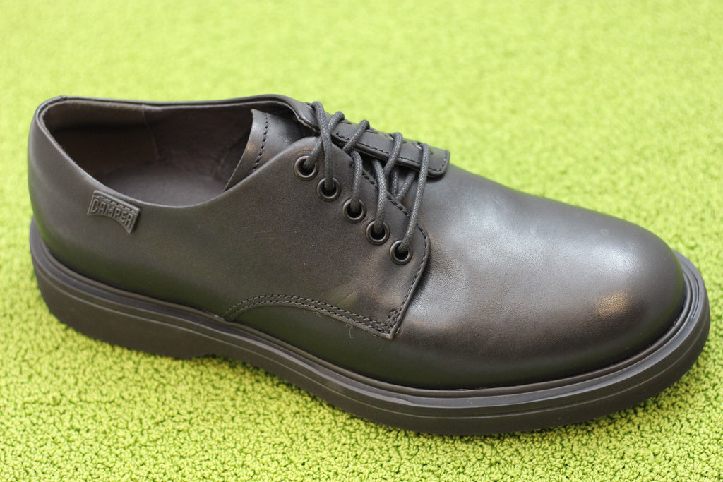 Mens Norman Oxford - Black Leather Side Angle View