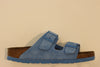 Birkenstock Women's Arizona Sandal - Sky Blue Suede Side View