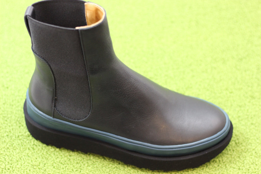 Coclico Women's France Boot - Black/Teal Leather Side Angle View