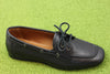 Womens Hillary Boatshoe - Black Leather Side Angle View