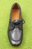 Womens Hillary Boatshoe - Black Leather Top View