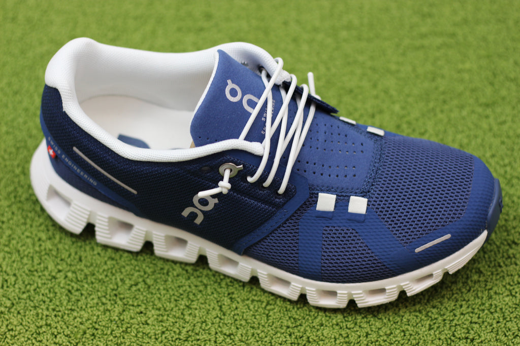 Womens Cloud5 Sneaker - Denim/White Mesh Side Angle View