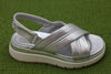 Women's Tuscan Cross Sandal - Silver Leather Side Angle View