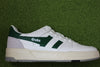 Men's All Court Sneaker - White/Green Leather Side View