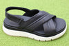 Women's Tuscan Cross Sandal - Black Leather Side Angle View