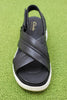 Women's Tuscan Cross Sandal - Black Leather Top View
