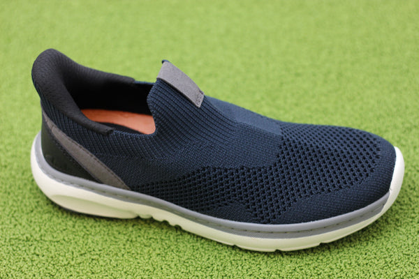 Men's Clarkspro Free- Navy Knit Side Angle View