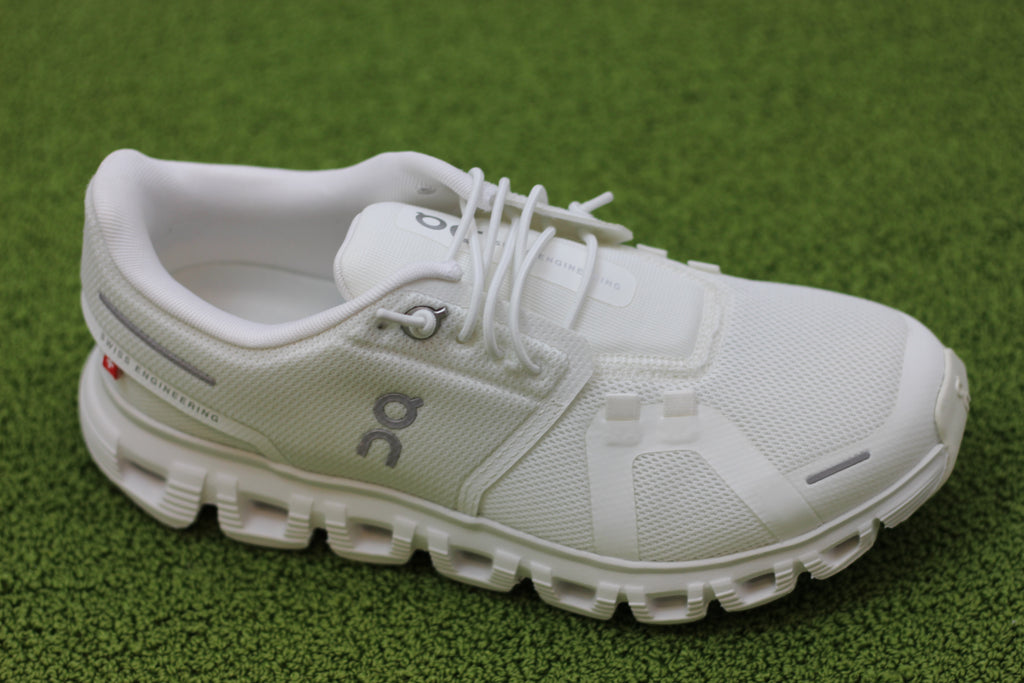 Womens Cloud6 Sneaker - White/White Synthetic Side Angle View
