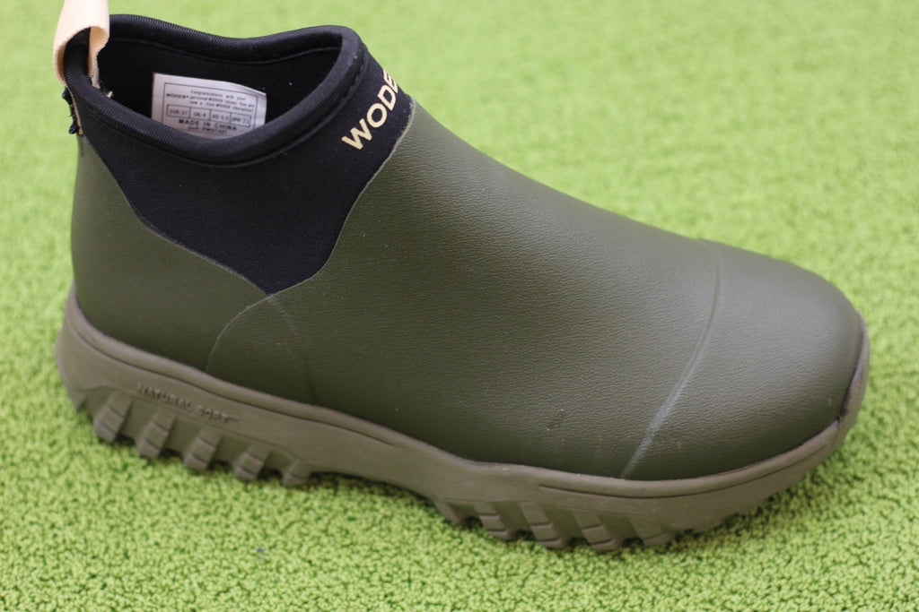 Womens Irene Rain Boot - Olive/Black Rubber/Neoprene Side Angle View