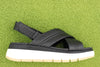 Women's Tuscan Cross Sandal - Black Leather Side View