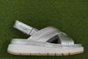 Women's Tuscan Cross Sandal - Silver Leather Side View