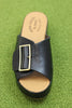 Women's York Sandal - Black Leather Top View