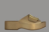 Women's York Sandal - Gold Leather Side View