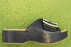 Women's York Sandal - Black Leather Side View