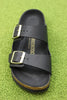 Women's Arizona Sandal - Black Saffiano Birko Flor Top View