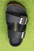 Women's Arizona Sandal - Black Saffiano Birko Flor Top View