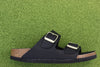 Women's Arizona Sandal - Black Saffiano Birko Flor Side View