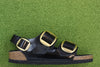 Women's Milano Big Buckle Sandal - Black Patent Side View