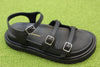 Women's Ricoya Sandal - Black Leather Side Angle View
