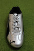 Womens Speedcat Sneaker- Silver/Black Leather Side Angle View Top View