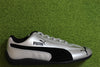 Womens Speedcat Sneaker- Silver/Black Leather Side Angle Side View