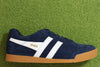 Women's Harrier Sneaker - Navy/Off White Suede/Leather Side View