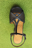 Women's Kegy Sandal - Black Leather Top View