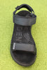 Womens Line Sandal - Black/Black Textile Top View