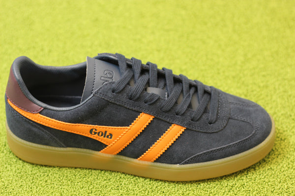 Men's Viper Sneaker - Navy/Orange/Burgundy Suede/Leather Side Angle View