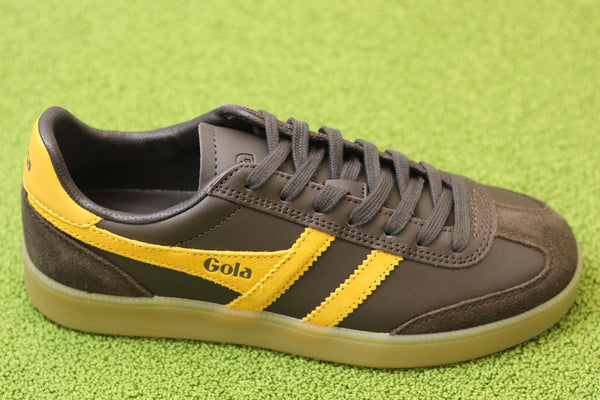 Men's Viper Leather Sneaker -Dark Brown/Sun Leather Side Angle View