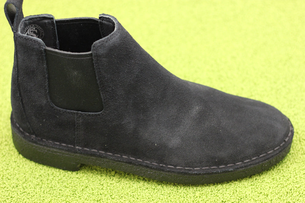 Men's Desert Chelsea Boot - Black Suede Side Angle View