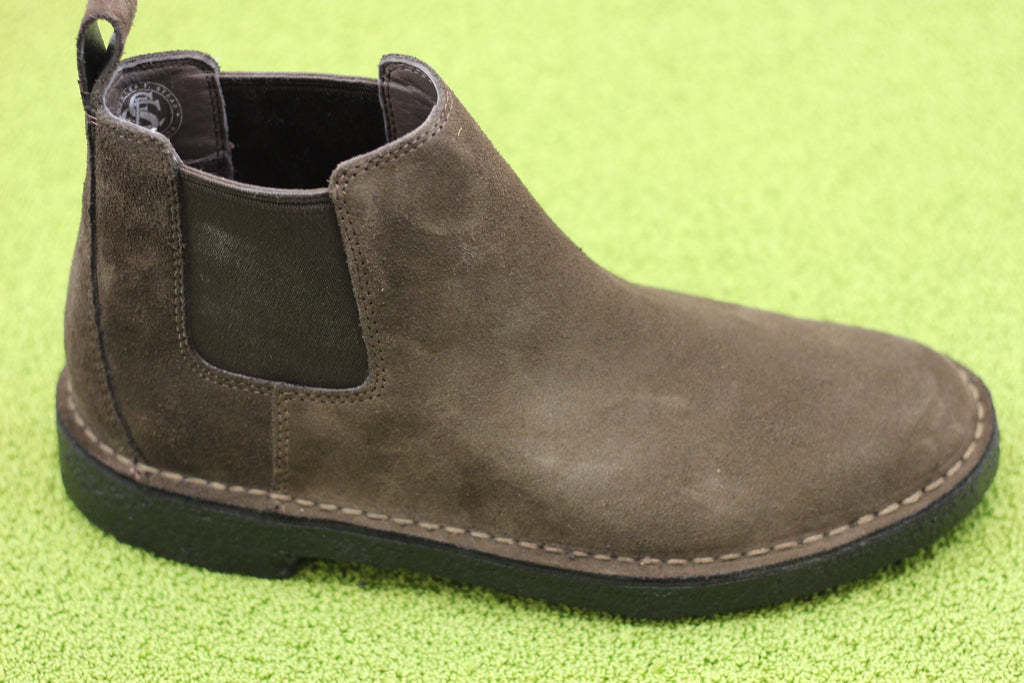 Men's Desert Chelsea Boot - Dark Brown Suede Side Angle View