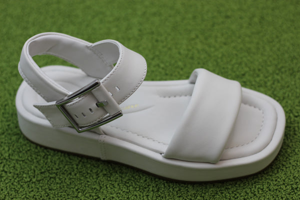 Women's Alda Strap Sandal - Off White Leather Side Angle View