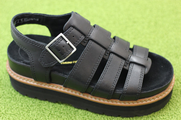 Women's Orianna Twist Sandal - Black Leather Side Angle View
